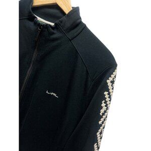 Lauren Ralph Lauren Active Black Full Zip Embroidered Sleeve Track Jacket